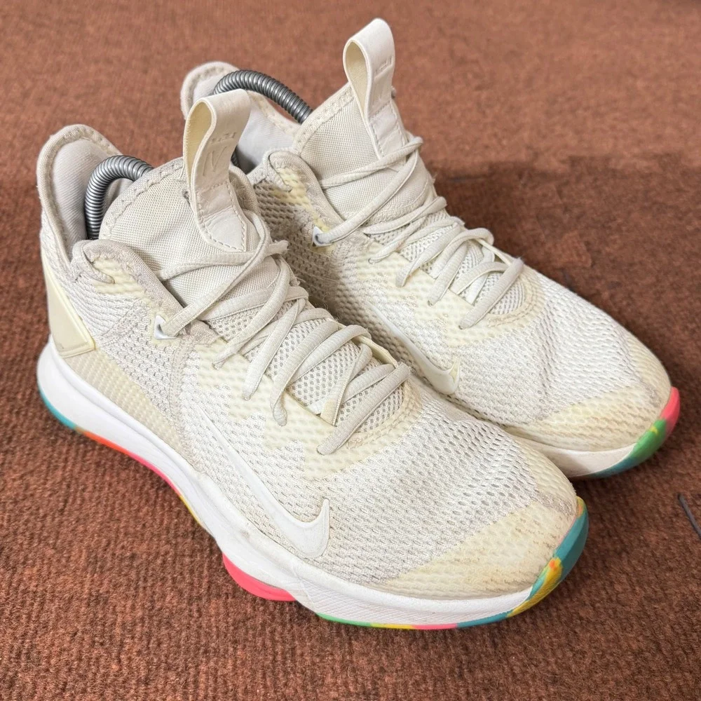 Nike LeBron Witness 4 White Multi-Color Basketball Shoes BV7427-102 Mens 7.5 B+‎